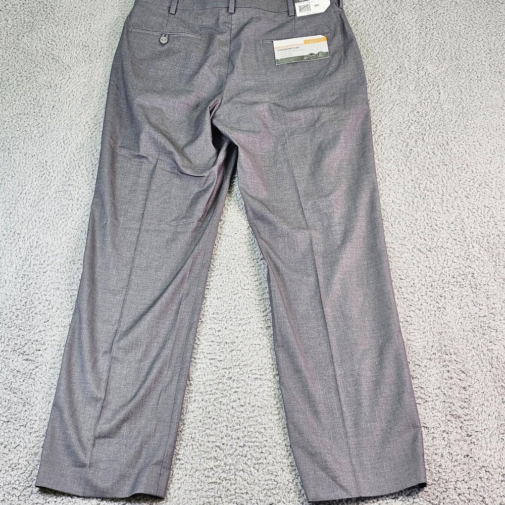 Savane Premium Flex Dress Pants Mens 32x30 Gray Flex Waist Stretch No Iron - Picture 12 of 12